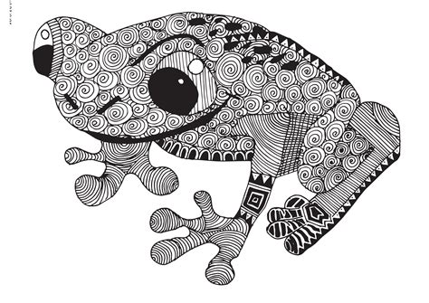 Zentangle Designed Frog Zentangles Mandalas And Coloring Pages