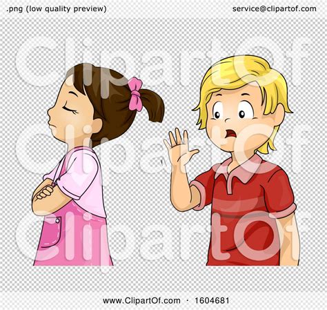 Clipart Of A Rude Girl Ignoring A Friendly Boy Royalty Free Vector