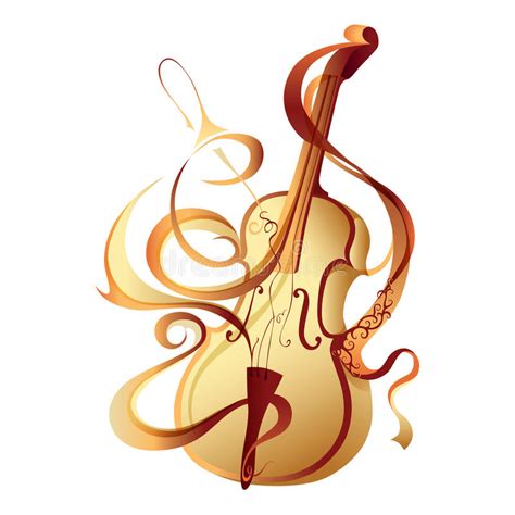 Violín Abstracto Del Oro Del Instrumento Musical Del Vector Ilustración