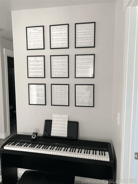 Sheet Music Art Above the Piano - Girl Loves Glam