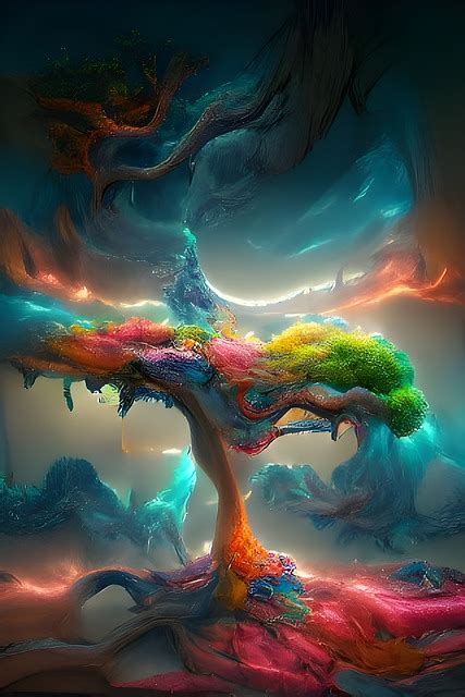 Tree Colorful Ai Art Magic Free Photo On Pixabay