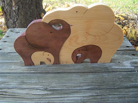 Elephant Animal Puzzle Maple Wood Scroll Saw Cut
