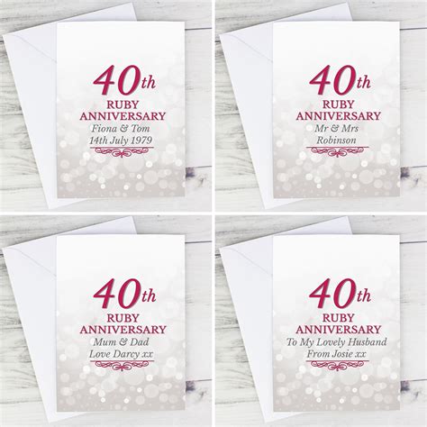 Personalised 40th Ruby Anniversary Card