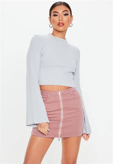 Petite Pink Superstretch Denim Mini Skirt Missguided