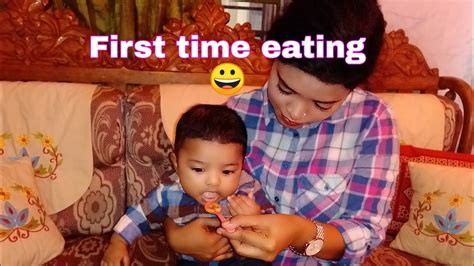 Know when to call it quits. First time eating solid food - YouTube