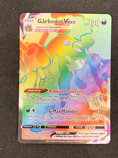 Holofoil Garbodor Vmax 216203 Hyper Rare Rainbow Holo Full Art Pokémon