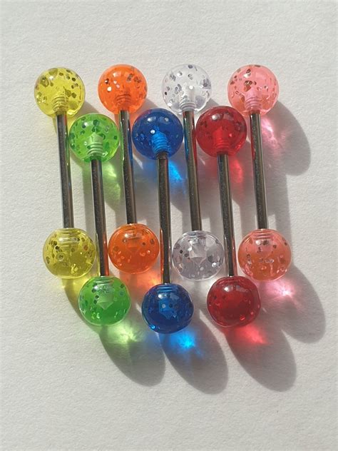 colourful glitter ball tongue bars 2 in 2023 tongue piercing tongue piercing jewelry cool