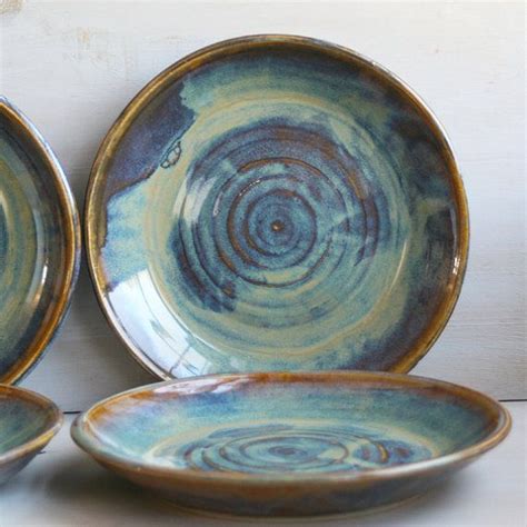 Ceramic Dinnerware Dishes Rustic Earthy Glaze Handmade Set Of Six
