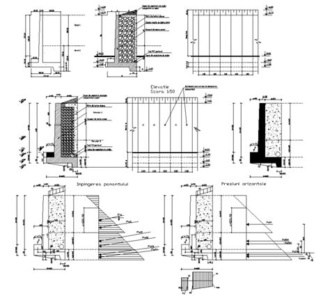 Wall Structure Detail Elevation And Section Layout Dwg File Cadbull