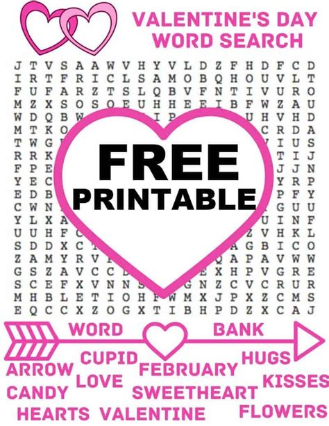 Valentine S Day Word Search Printable In 2021 Valentines Day Words