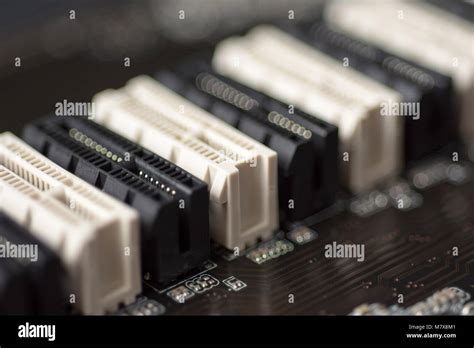 Pci E Slots Close Up Printed Circuit Board Computer Motherboard