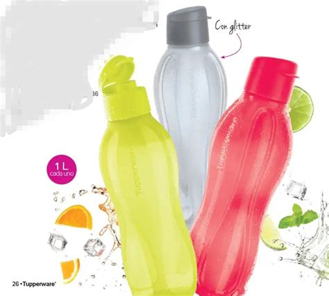 Botella De Agua Eco Twist De Tupperware 1 Litro En Colores 25500