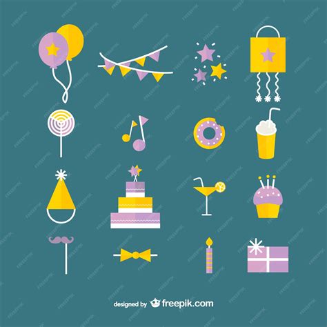 Free Vector Birthday Party Icons Collection