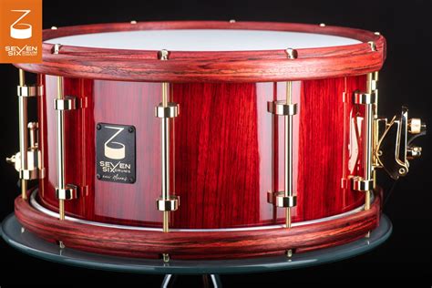 The Red Bubinga Art Custom Snare Drum — Seven Six Drum Company Custom