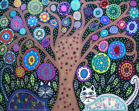 Kerri Ambrosino Art Needlepoint Mexican Folk Art Tree Of Life