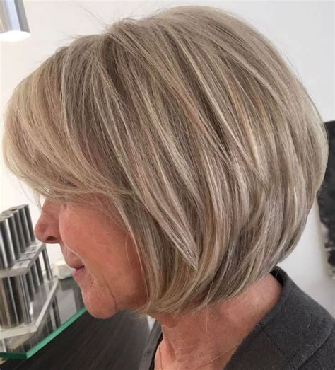Chin Length Ash Blonde Bob Over 50 In 2020 Modern Haircuts Thick