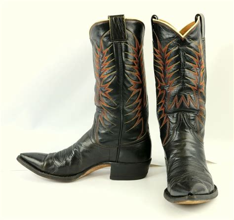 Nocona Cowboy Boots Black Leather Mens Size 75 D Vintage Rockabilly