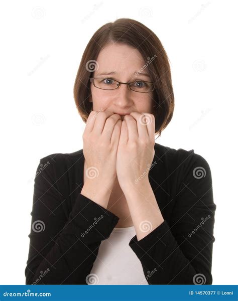 Nervous Woman On White Royalty Free Stock Photography Image 14570377