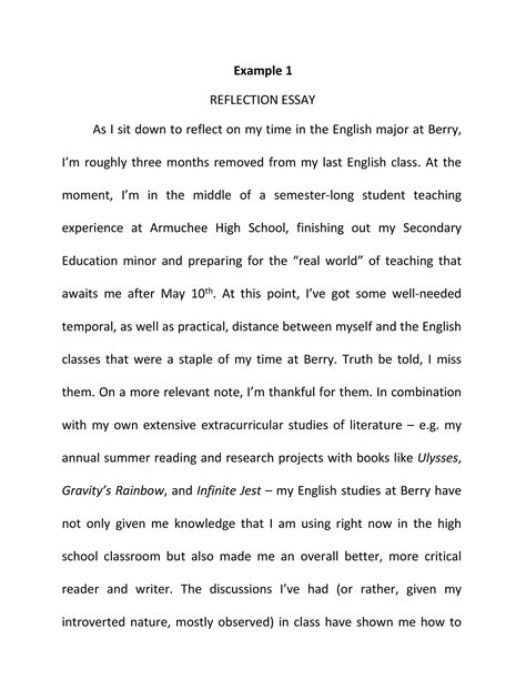 Example Of Reflection Paper On A Class Reflection Paper The Little