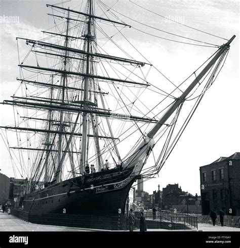 1950s historical view of the famous tall ship the cutty sark the last of the tea clipper ships