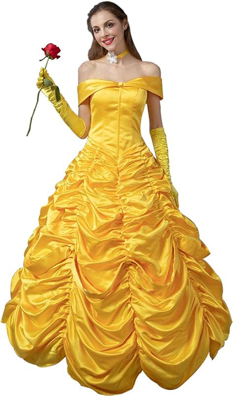 Cosfantasy Princess Belle Cosplay Costume Ball Gown Fancy Dress Mp002019 X Large Golden
