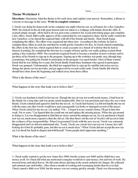 Identifying The Theme Worksheet Live Worksheets Worksheets Library