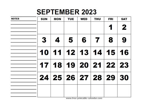 Printable Calendar September 2023 Free Printable