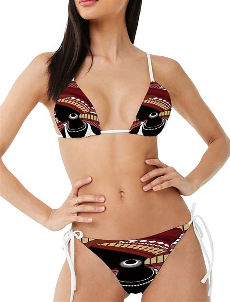 Amazon Com Fantasy Staring Woman S Striped Swimwear African Indigenous