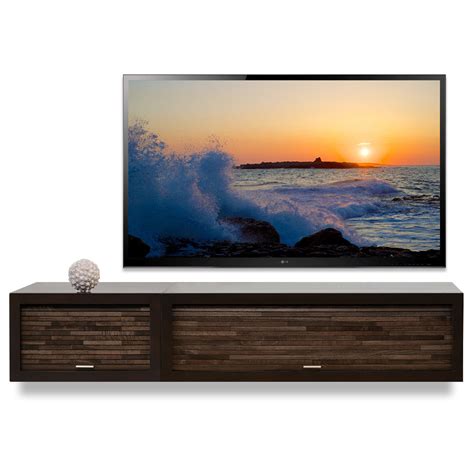Floating Entertainment Tv Stand Eco Geo Espresso 2pc Woodwaves
