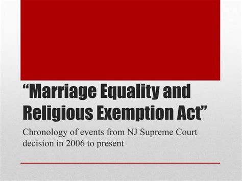 Marriage Equality And Religious Exemption Act [same Sex Marriage Act] Ppt