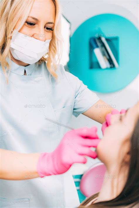 Orthodontist Checking Girls Dental Braces Dental Braces Dental Orthodontist