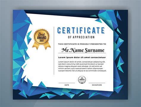 Multipurpose Professional Certificate Template Design Abstract Blue