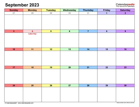 September 2023 Calendar Templates For Word Excel And Pdf