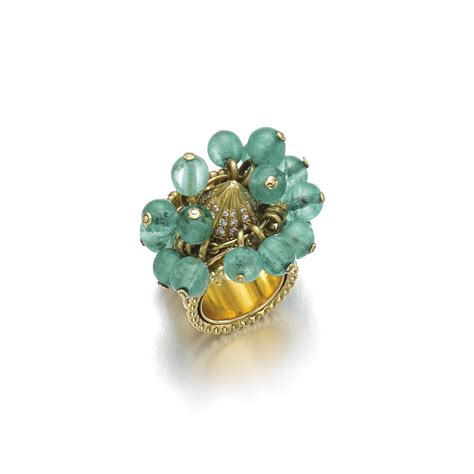 70 Emerald And Diamond Ring Pampilles René Boivin Circa 1950