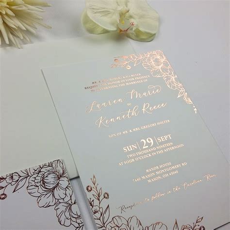 Rose Gold Wedding Invitation Elegant Personalized Foil Etsy Uk