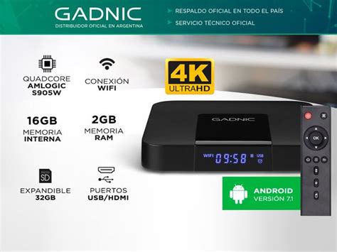Tv Box Gadnic Tx 1200 Android 71 4k Quadcore Wifi 2gb 16gb Hdmi