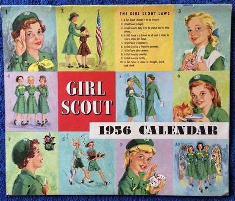Girl Scouts Of America Vintage Calendar 1956 Girl Scouts Of America