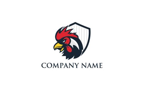 Angry Cock Merged With Shield Logo Template By
