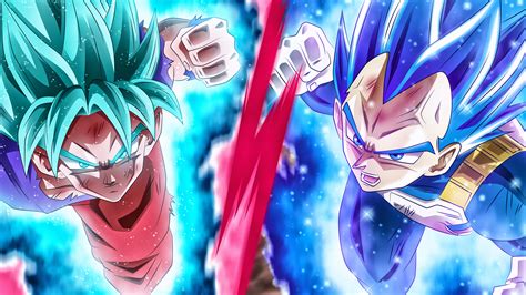 Download Goku And Vegeta Clash In A Battle Of Saiyan Pride Wallpaper