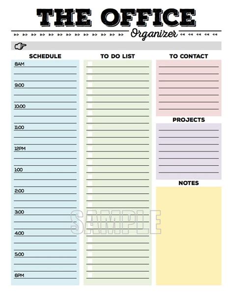 The Office Organizer Planner Page Work Planner Office Etsy