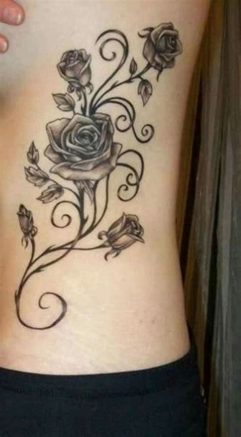 Black And White Flower Vine Tattoo