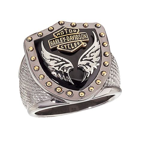 Harley Davidson Mens Silver Black Knight Ring New Harley Davidson