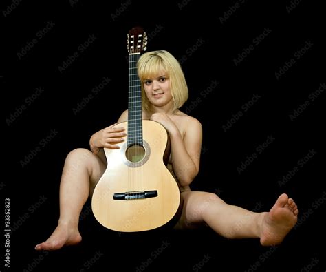 Naked Girl With Acoustic Guitar Stock Photo Adobe Stock