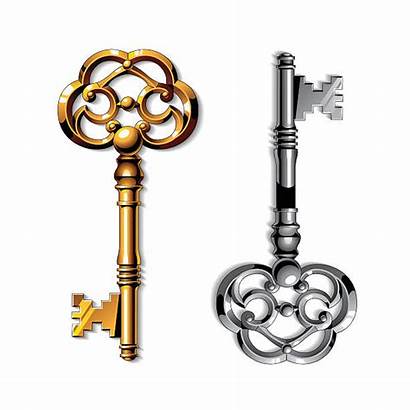 Gold Keys Silver Vector Realistic Golden Isolated