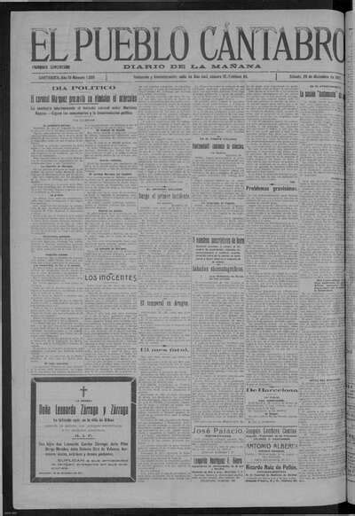 El Pueblo Cántabro Diario De La Mañana Año Iv Número 1289 1917