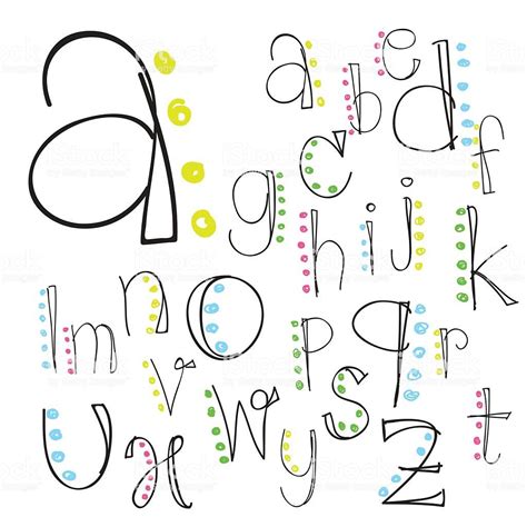 Black Colorful Alphabet Lowercase Lettershand Drawn Written