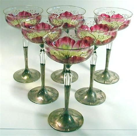 6 Glass Antique Goblets Moser I Love These They Are Unique Crystal Glassware Glass