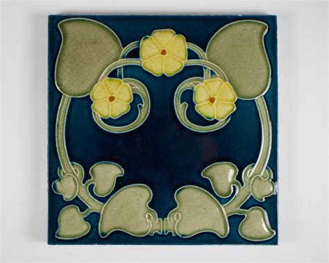 Antique 1900s Art Nouveau Richards Tile Co Yellow Flower Etsy Art