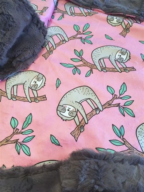 Sloth Baby Blanket Girl Sloth Blanket Pink Sloth Baby Etsy