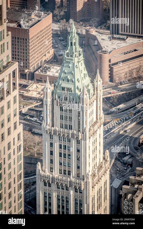 Aerial View Of The Summit Of Woolworth Building In New York Stock Photo